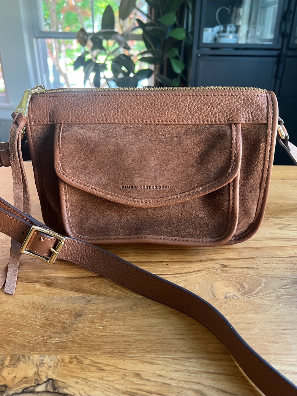 Aimee Kestenberg Chestnut Suede & Leather Crossbody in Brown